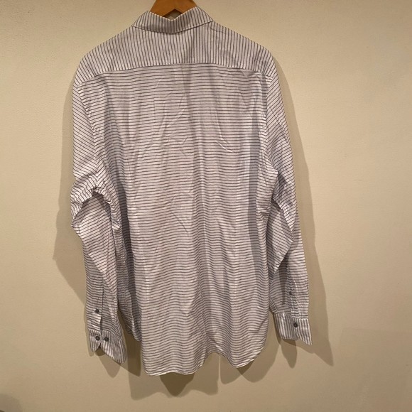 Saks Fifth Avenue blue striped cotton classic button up XL - Picture 5 of 8